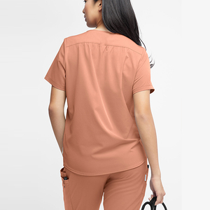 Tenue d'infirmière pour femmes, de haute qualité, personnalisée, en tissu jersey uni, respirante, avec plusieurs poches, hauts de blouse pour femmes - Product Image 3