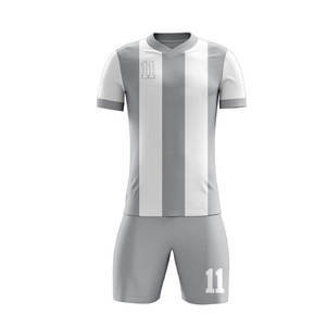 Custom Sublimated Soccer Uniform Set <b>Men's</b> White Gray Team Name 100% Polyester Quick Dry Wholesale Adult High Quality - Product Image 1