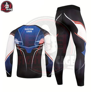 Servicio OEM ODM, Conjunto de 2 Piezas de Rashguard y Leggings de Compresión para Hombre, para Entrenamiento de MMA y BJJ, Spandex/Nailon, Secado Rápido, Manga Larga - Product Image 2