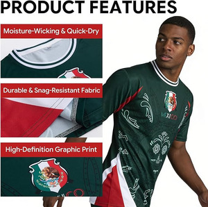 Camiseta de Fútbol de la Selección Nacional de México para Hombre, Manga Corta, Verde Oscuro, 100% Algodón, Ecológica, Antiarrugas, Transpirable, Corte Regular - Product Image 4