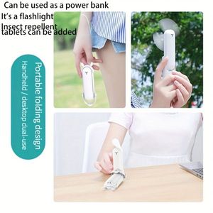 <b>Portable</b> Wearable 3-in-1 Mini <b>Fan</b> Handheld USB Multifunctional Charging Foldable Design Flashlight Random Colors for Summer - Product Image 1