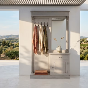 Maktec Modern Solid Wood Capstock Sleek Vertical Design Natural Finish Eco-Friendly Durable Storage <b>Cabinet</b> for <b>Small</b> Space - Product Image 3