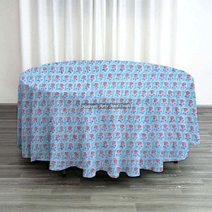 Mantel Redondo Exclusivo con Estampado a Mano, Tela Estampada a Mano para Mesa, Mantel para 8 Personas, Venta al por Mayor - Product Image 4