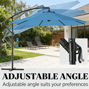 Ombrellone da Esterno Blu per Terrazzo con Base - Ombrelloni e Basi per Patio - Product Image 2