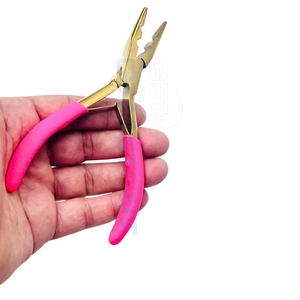 Alicates Profesionales de 2 Orificios para Extensiones de Cabello Doradas |   Herramienta de Cierre y Prensado para Extensiones de Cabello con Anillos Nano y Micro |   Pinza para Extensiones de Cabello - Product Image 4