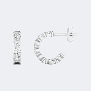 Pendientes de Aro Abierto con Diamantes Redondos de 1.05CTW, Oro de 14k, Diamantes Cultivados en Laboratorio, Color D, VVS, Joyería de Moda para Mujer - Product Image 5