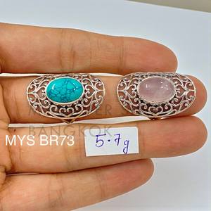Top Quality 925 Sterling Silver Natural Rose Quartz & <b>Turquoise</b> Gemstone <b>Ring</b> Fine Jewelry Retro Design Wide Band Victorian <b>Ring</b> - Product Image 2