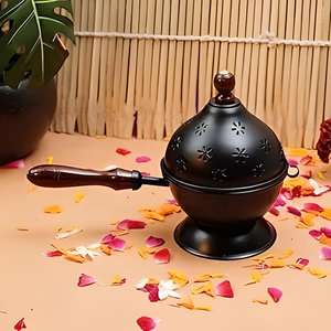 Dhoop Dani en laiton de qualité supérieure avec couvercle ventilé, accessoires pour temple indien, vente en gros, décoration pour restaurant, hôtel, maison - Product Image 5