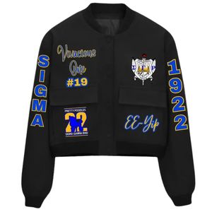Veste Courte Sigma Gamma Rho Personnalisée pour Sororité Grecque, Légère, Zippée, Style Décontracté, Streetwear, Mode Sportive, Vente en Gros, OEM - Product Image 1