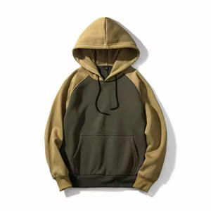 Sudadera con capucha de forro polar oversize de dos tonos para hombre, estilo streetwear, lisa, en blanco, de calidad, al por mayor y personalizada - Product Image 1