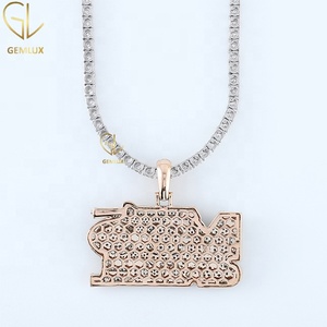 High Quality Iced Out Pass Diamond Tester VVS Moissanite Diamond HipHop Letter Name Tennis Chain Necklace Pendant For Rapper - Product Image 2