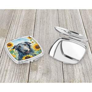 Espejo de maquillaje de viaje compacto con girasoles de Deerhound escocés, espejo decorativo de bolsillo plegable de mano para regalo de mujeres y niñas - Product Image 3