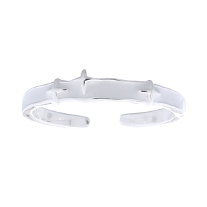 Bague ouverte élégante en argent sterling 925 avec étoiles en émail blanc Bijoux fins - Product Image 2