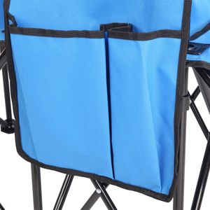 Chaise de camping pliante portable pour 2 personnes avec parasol amovible en alliage d'aluminium bleu - Product Image 6