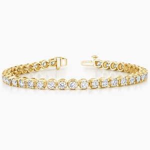 Pulsera de tenis con diamantes de corte redondo y engaste de punta compartida de eternidad completa - Product Image 1