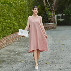 Women <b>Boho</b> Cotton Linen Blend Maxi <b>Dress</b> Dusty Pink Sleeveless Loose Fit Flowy Casual Summer <b>Long</b> <b>Dress</b> - Product Image 4