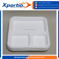 Assiette carrée robuste en bagasse écologique, compatible micro-ondes et congélateur, vaisselle jetable en fibre de canne à sucre, compostable