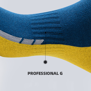 Blue Yellow Crew Sports <b>Socks</b> Breathable Quick Dry Athletic Tube <b>Socks</b> Custom Logo Bottom Print for Running Football - Product Image 6