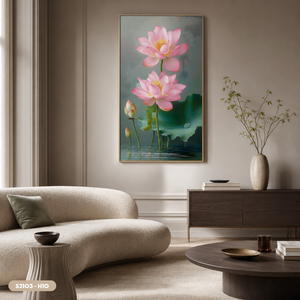 Peinture sur soie traditionnelle de haute qualité, fleur de lotus, peinte à la main, décoration murale, cadre photo, cadeau, fabriqué au Vietnam - Product Image 2