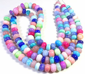 Nouvelles perles d'opale multicolores magnifiques, 8-9 mm, forme rondelle, lisses, 16 pouces, pour collier. - Product Image 2