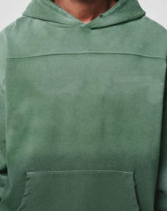เสื้อฮู้ดดี้วินเทจสีเขียวฟอกสำหรับผู้ชาย สกรีนโลโก้ได้ แขนยาว มีกระเป๋าจิงโจ้ สไตล์ลำลอง สตรีทแวร์ รับผลิตแบบ OEM ODM - Product Image 6