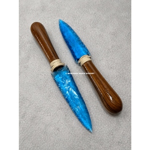 Dague artisanale en obsidienne aqua de 10 pouces avec manche, pour rituels païens et décoration, magnifique dague sculptée pour la décoration intérieure - Product Image 1