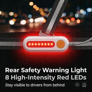 Reflective Vest Running <b>Light</b> LED Front/Rear Combo USB Rechargeable IP55 Rated 180 Beam Angle Safety Hiking Outdoor Sports Run - Product Image 6