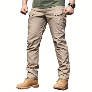 Pantalones Tácticos Cargo para Hombre con Múltiples Bolsillos, Transpirables, Color Oliva, para Senderismo, con Decoración de Botones, Estilo Plano - Product Image 4