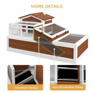 Habitat pour tortues à 3 compartiments, 44'' x 25,5'' x 25'', cage pour animaux de compagnie couleur café avec balcon et 2 étages - Product Image 6