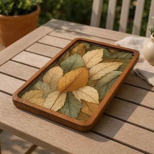 Natural Wooden <b>Tray</b> With Epoxy Resin Design For Coffee Serving And Contemporary Home Decoration Accessories - Product Image 4