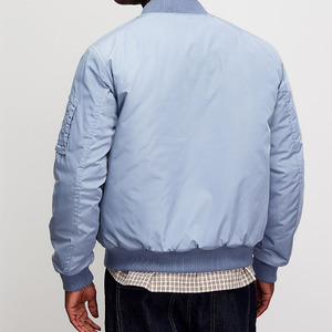 Blouson bomber bleu clair pour homme, couleur unie, fermeture éclair, vêtement décontracté pour l'automne, coupe-vent, matière polyester - Product Image 2