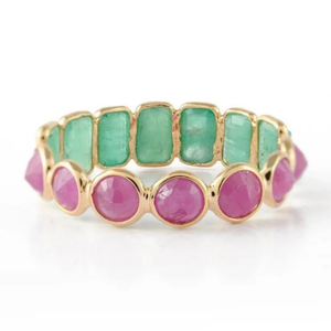 ทองคำขาว18K มรกตธรรมชาติและทับทิมกลุ่มนิรันดร์วง - Product Image 2