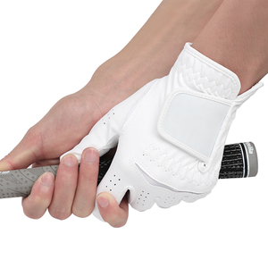 Gants de course en cuir véritable blancs à doigts entiers, respirants, antidérapants, avec fermeture auto-agrippante, unisexes, pour activités de plein air - Product Image 5
