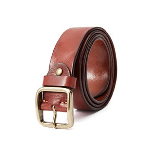 Genuine Leather <b>Belt</b> Cow Hide Solid Color Rectangular Pin Buckle Copper Casual Unisex <b>Men</b> Women Durable - Product Image 1