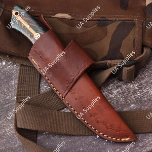 มีดใบตายเหล็กดามัสกัสแท้เกรดอุตสาหกรรมคมกริบ ด้ามเรซิ่นรูปทรงกรวยสน พร้อมปลอกหนังอเนกประสงค์ รับผลิตแบบ OEM/ODM - Product Image 6