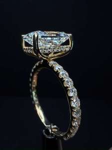 แหวนหมั้นเพชรทรงรัศมี 3 กะรัต ฝังแบบซ่อน 14K ทองคำขาว เพชรเพาะเลี้ยงในห้องปฏิบัติการ แหวนเจ้าสาว - Product Image 6