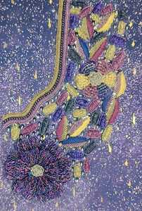 Tissu en coton brodé de perles étoiles violettes, panneau traditionnel ethnique musulman, artisanat textile pour la décoration de vêtements - Product Image 2