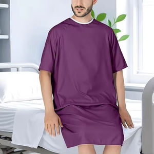 Batas de paciente de algodón suave asequibles en venta, perfectas para hospitales y clínicas, batas de paciente reutilizables de polialgodón de manga corta - Product Image 5