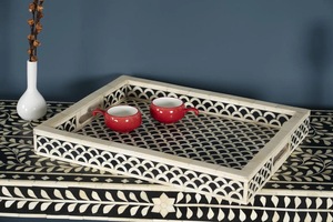 Plateau Feng Shui de Luxe Fait Main Écologique avec Incrustations en Os – Design Décoratif Élégant, Qualité Supérieure pour la Maison et la Cuisine (Idéal pour Servir) - Product Image 2