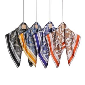 Foulard carré en soie multifonctionnel uni décontracté pour femme, bandana, accessoire respirant et durable à porter toute l'année - Product Image 2