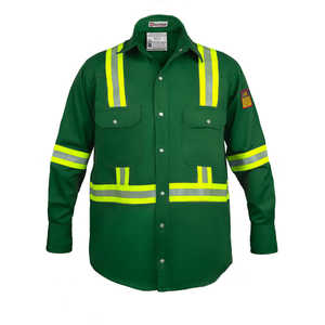 X-Large Green Hi Vis FR Shirt 100% Coton 7 oz Vêtements de sécurité ignifuges et haute visibilité - Product Image 1