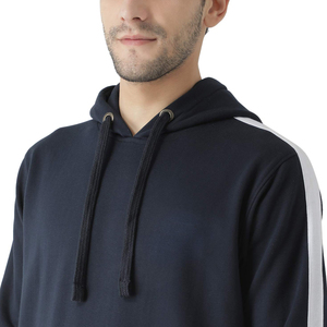 Men's Navy Blue Hooded <b>Tracksuit</b> Full Sleeve Solid Color Casual Sweatshirt With Side Pockets Breathable Regular Fit Autumn Wear - Product Image 6