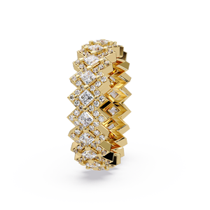 Eternity Band <b>Ring</b> Princess Cut Diamond 14K 18K Yellow Gold Wedding Bridal <b>Ring</b> Custom Design Wholesale Jewelry Manufacturer - Product Image 2
