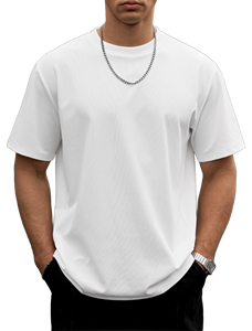 เสื้อยืดผู้ชายดีไซน์คลาสสิคไม่ซ้ำใคร ทรงโอเวอร์ไซส์ ระบายอากาศได้ดี ไม่ยับง่าย ไหล่ตก แฟชั่นเรียบง่าย สไตล์มินิมอล - Product Image 3