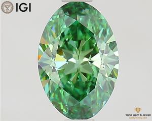 Diamante Cultivado en Laboratorio con Certificación IGI, Corte Ovalado, Color Verde Intenso de 1.50 Quilates, Claridad VVS2, Calidad Premium para Joyería - Product Image 1