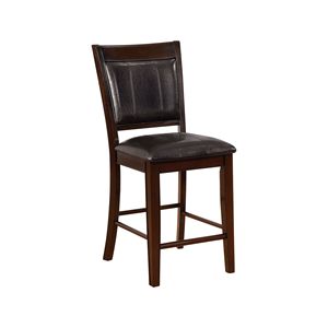 Set di 2 Sgabelli da Bar in Stile Rustico, Marrone Scuro, in Ecopelle PU, Altezza Bancone, con Schienale e Poggiapiedi Imbottiti - Product Image 1