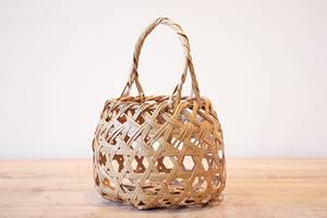 Premium Wabisabi Japanese Bamboo Ikebana Basket Artist Signed <b>Small</b> Handwoven Flower <b>Vase</b> Supplier Manufacturer - Product Image 5