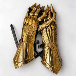 Gold-Plated <b>Brass</b> Articulated Gauntlets Medieval Knight Hand Armor Antique Style Metal Crafts - Product Image 6