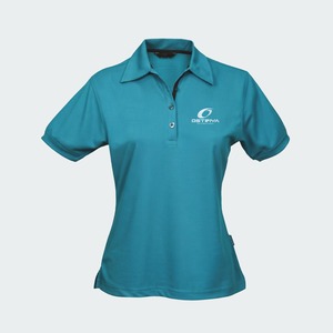 T-shirt formel sportif à manches courtes pour homme Ostriya, bleu orange uni, respirant, tricoté, coupe classique, col roulé - Product Image 4