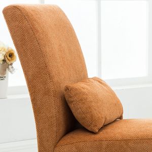 Fauteuil d'appoint sans accoudoirs en tissu chenille orange contemporain Pisano avec coussin pour salon - Product Image 4